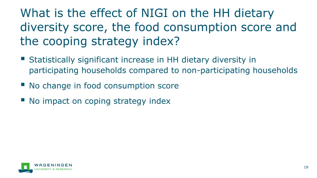 what is the effect of nigi on the hh dietary