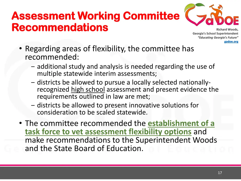 assessment working committee assessment working