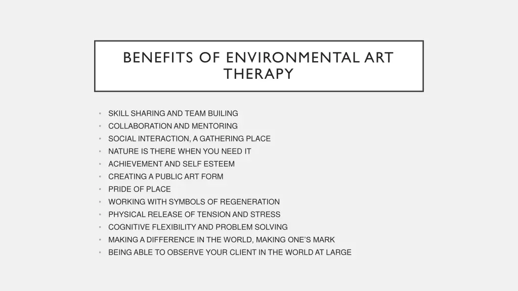 benefits of environmental art therapy