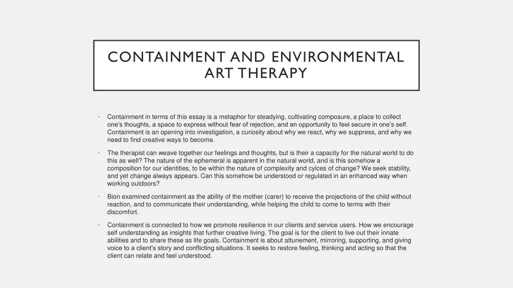 containment and environmental art therapy