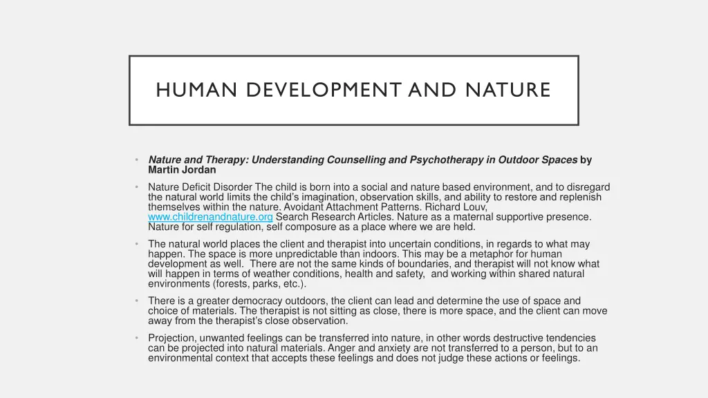 human development and nature