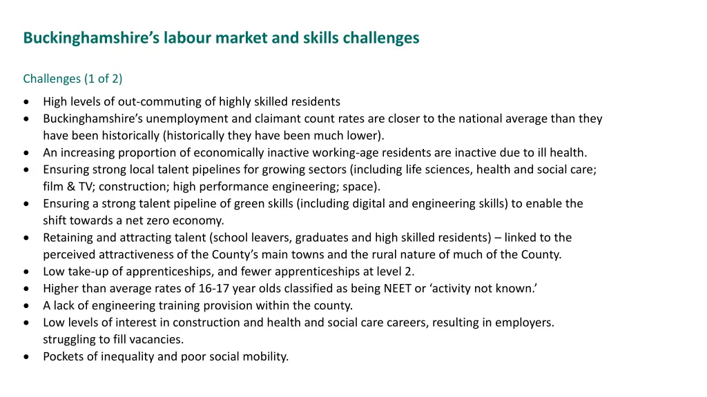 buckinghamshire s labour market and skills 1