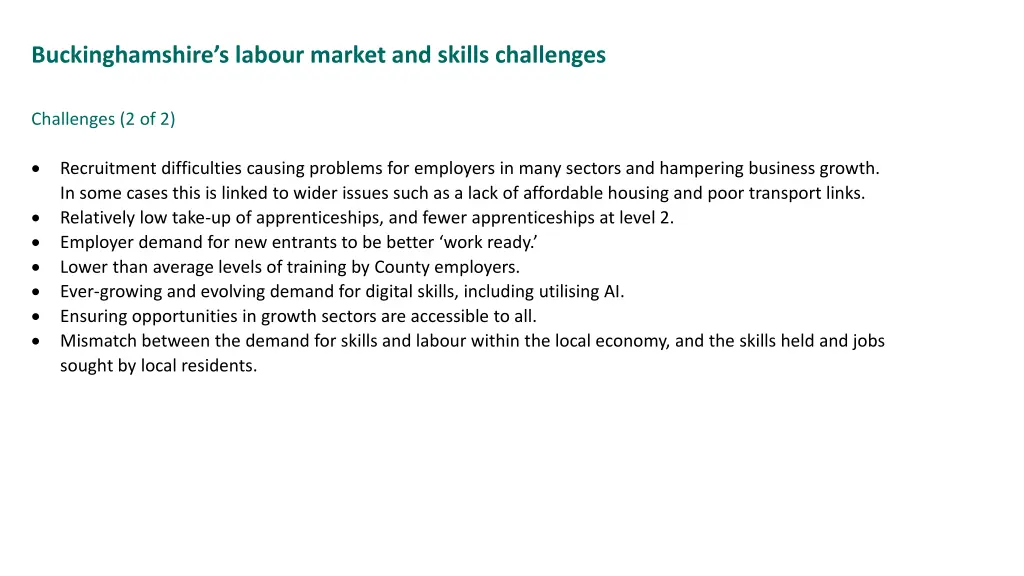 buckinghamshire s labour market and skills 2