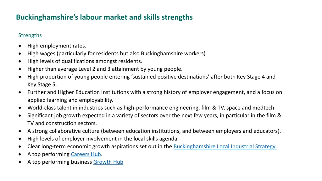 buckinghamshire s labour market and skills