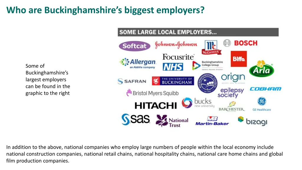 who are buckinghamshire s biggest employers