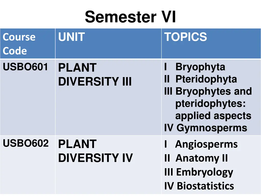 semester vi unit