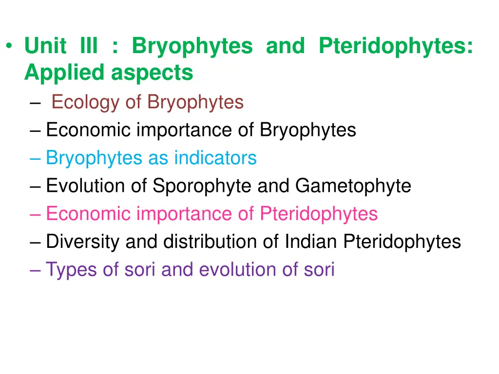 unit iii bryophytes and pteridophytes applied