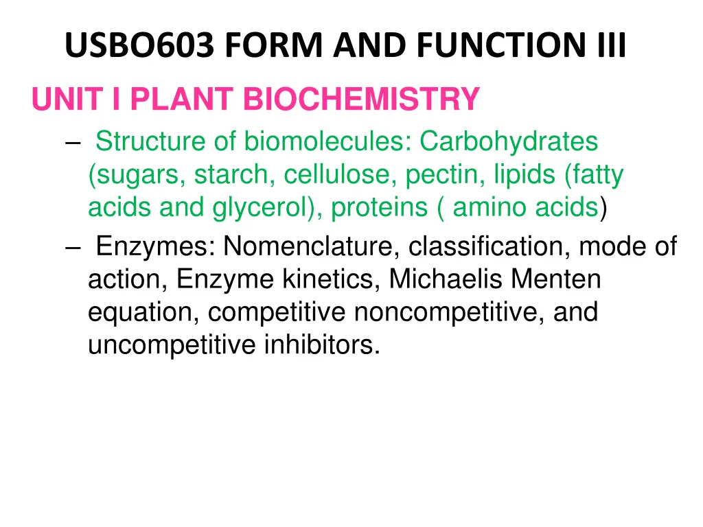 usbo603 form and function iii unit i plant