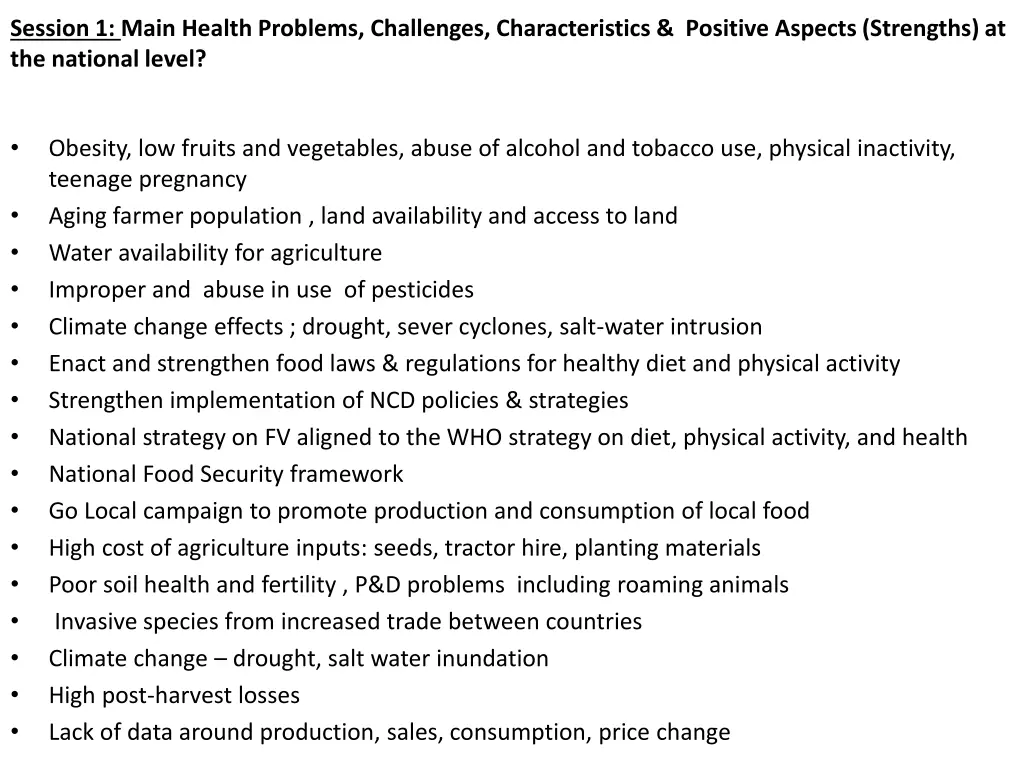 session 1 main health problems challenges