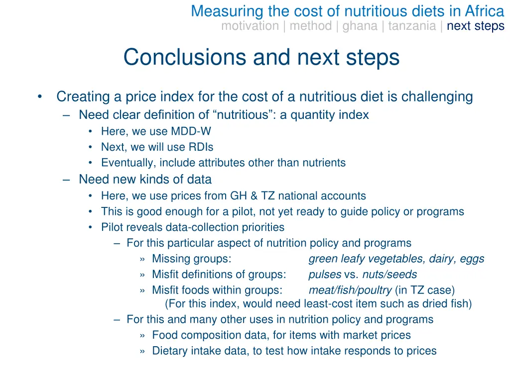 measuring the cost of nutritious diets in africa 20