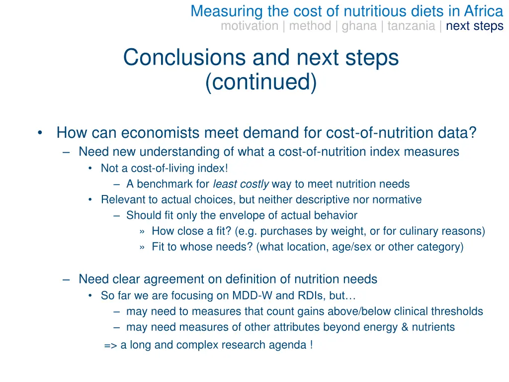 measuring the cost of nutritious diets in africa 21