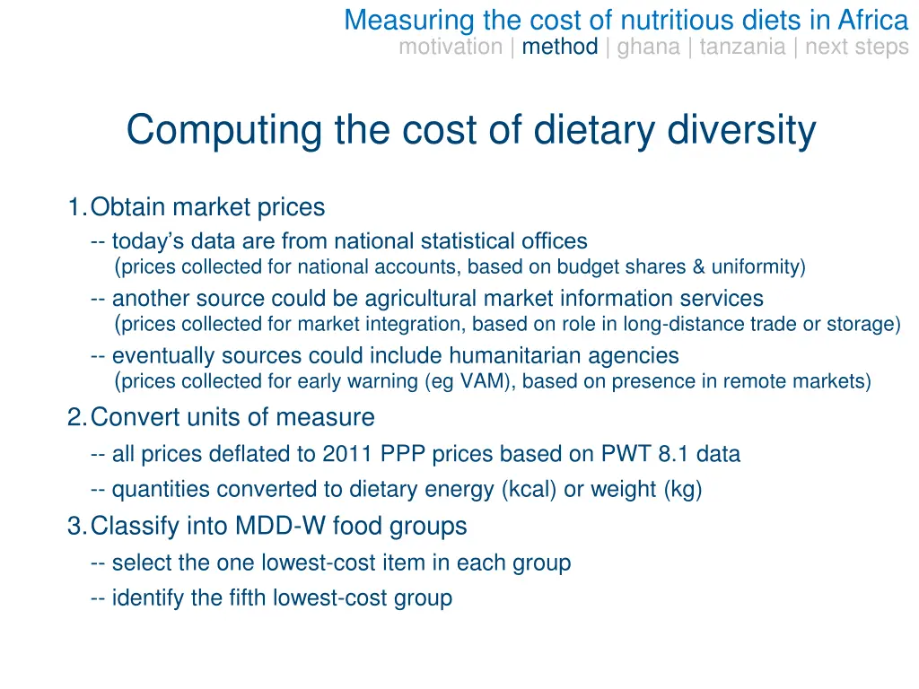 measuring the cost of nutritious diets in africa 9