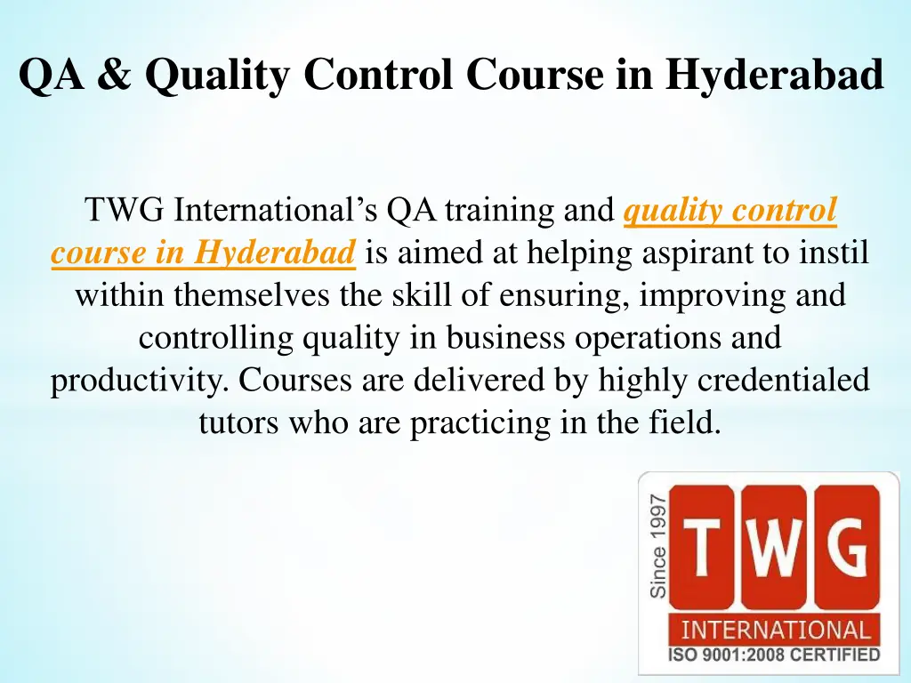 qa quality control course in hyderabad