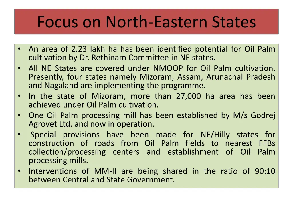 focus on north eastern states