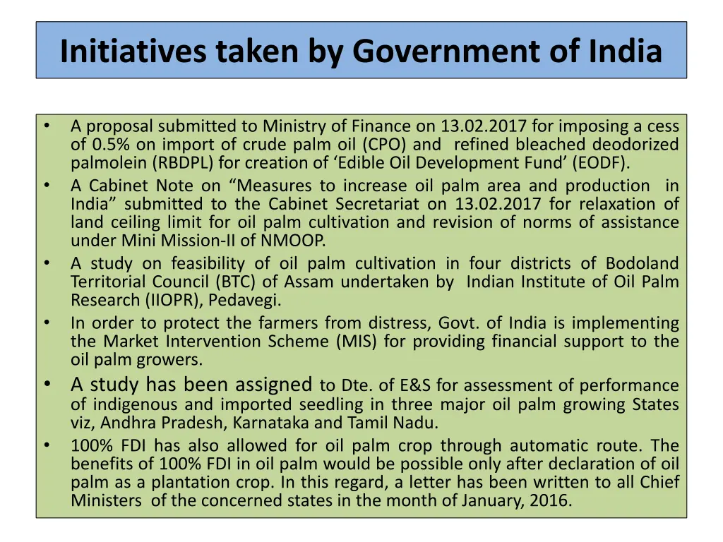 initiatives taken by government of india