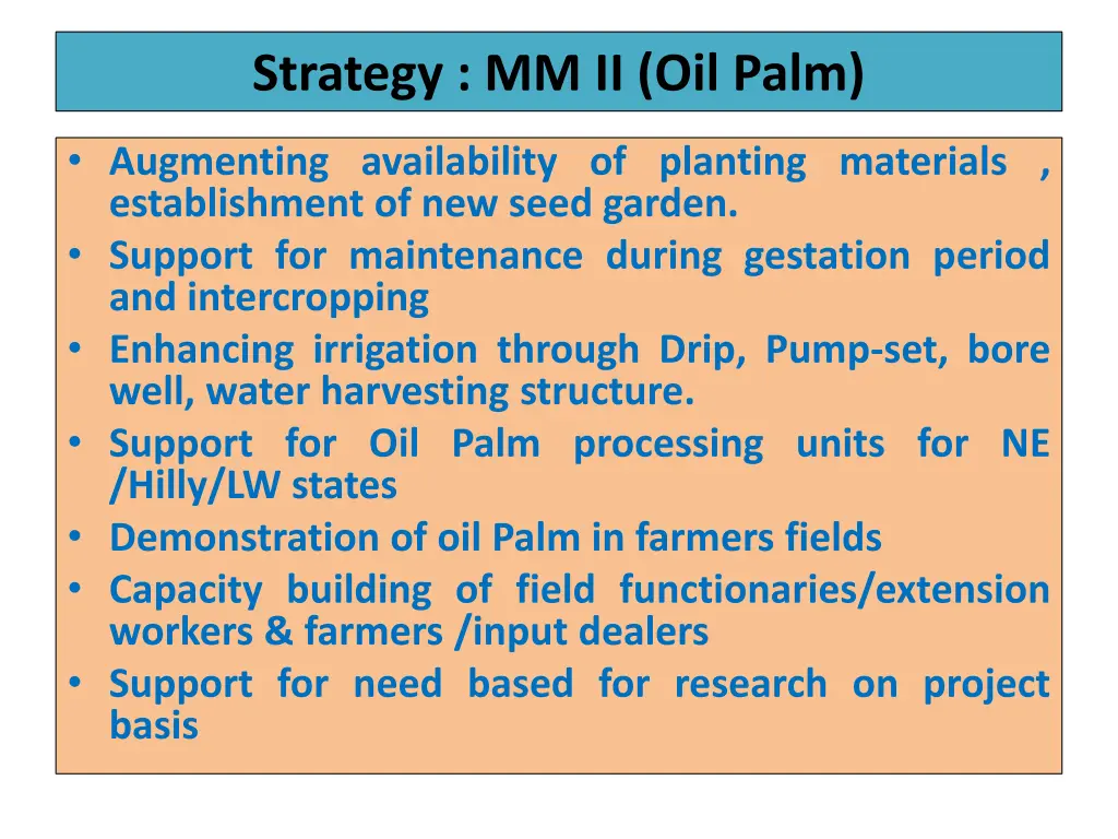 strategy mm ii oil palm