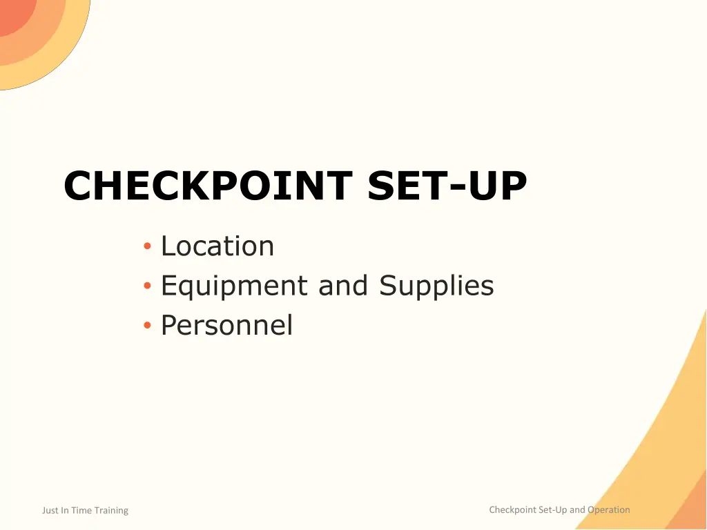 checkpoint set up