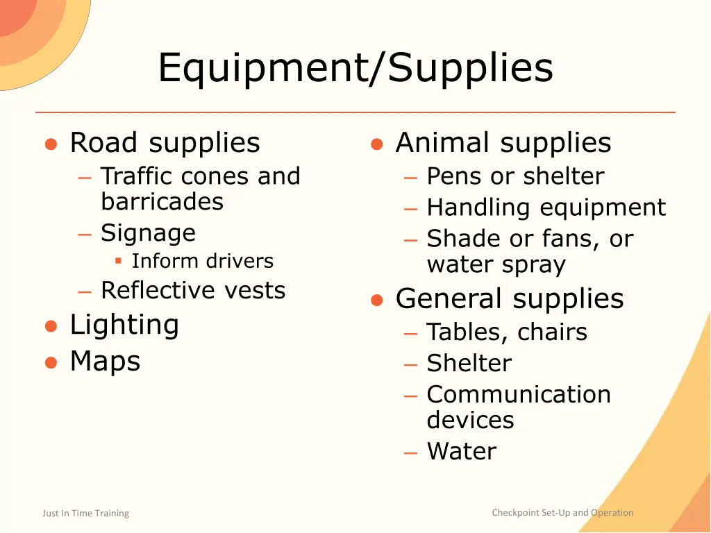 equipment supplies