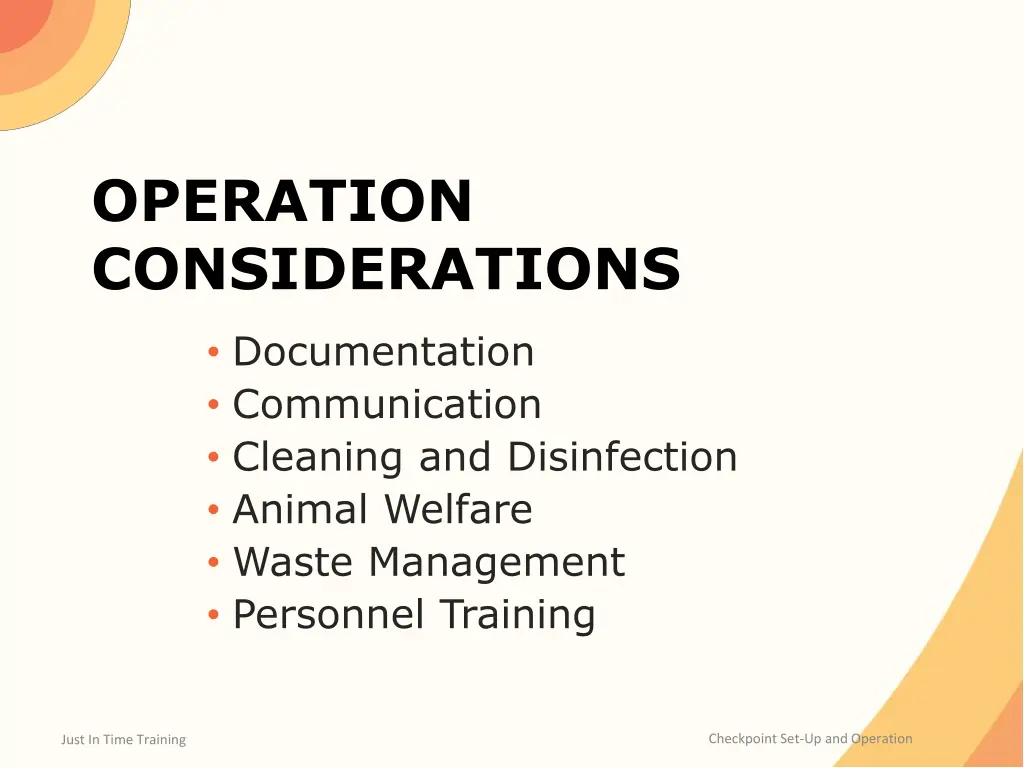 operation considerations