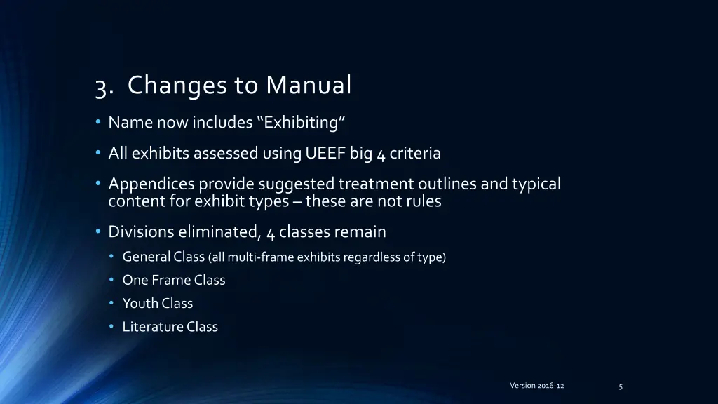 3 changes to manual