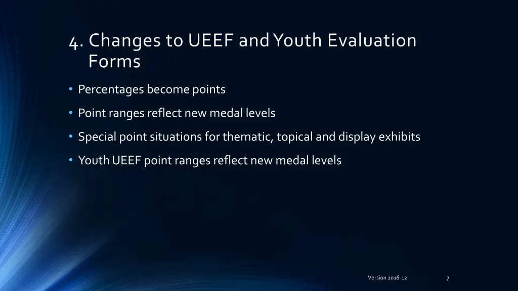 4 changes to ueef and youth evaluation forms