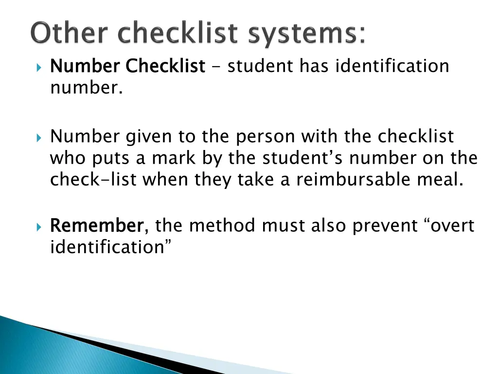 number checklist number