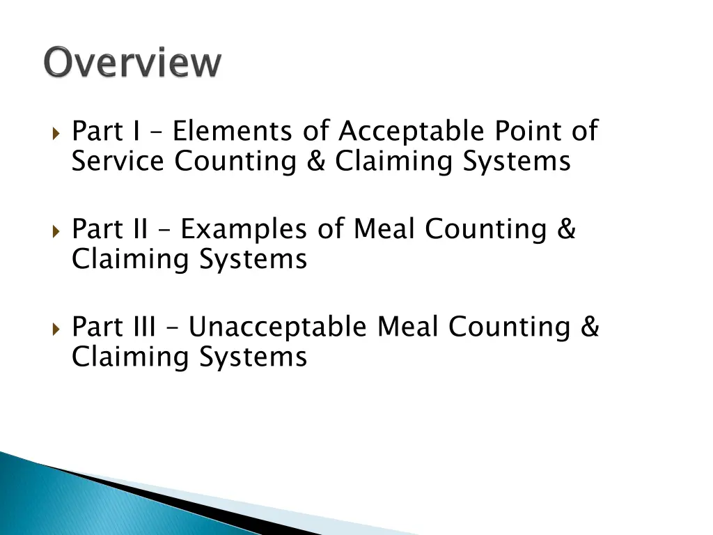 part i elements of acceptable point of service