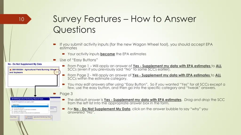 survey features how to answer questions