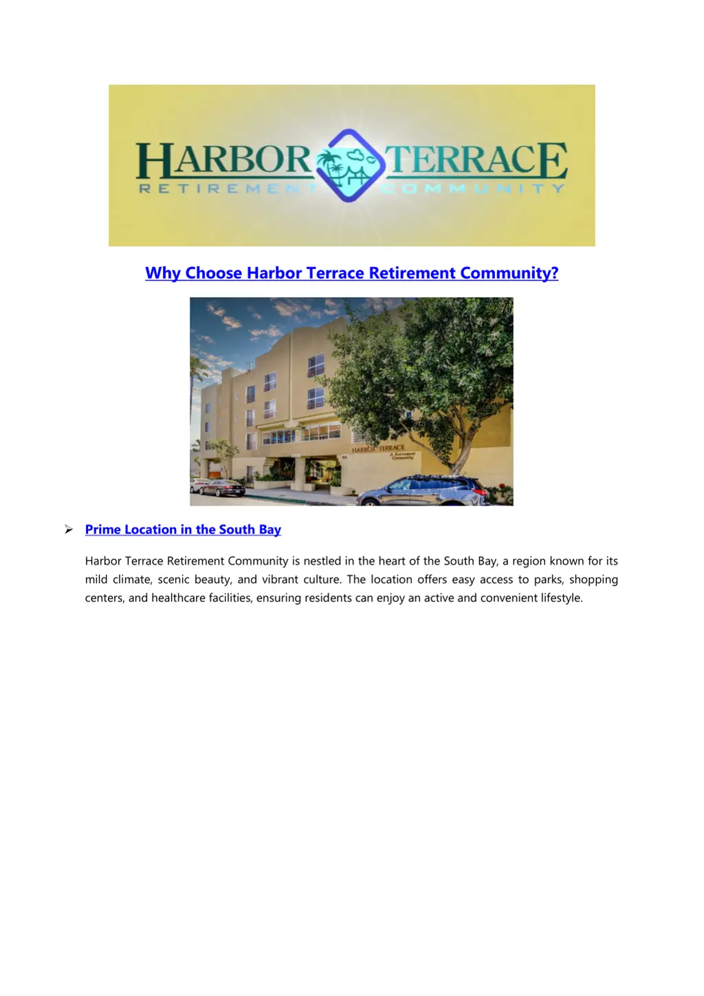 why choose harbor terrace retirement community