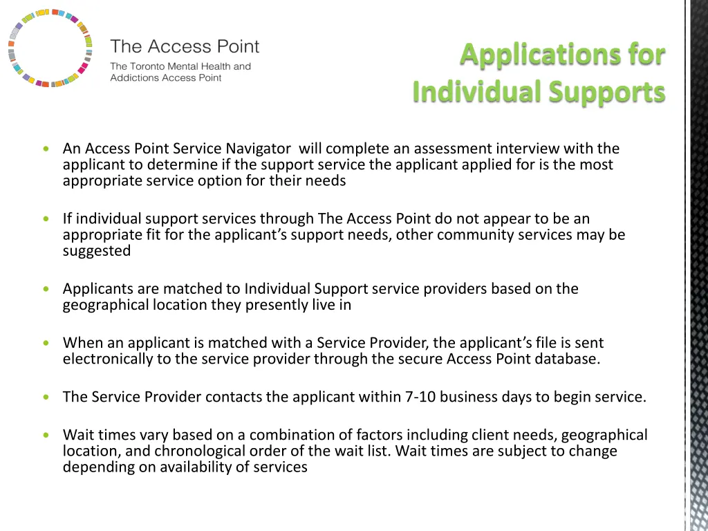 applications for individual supports