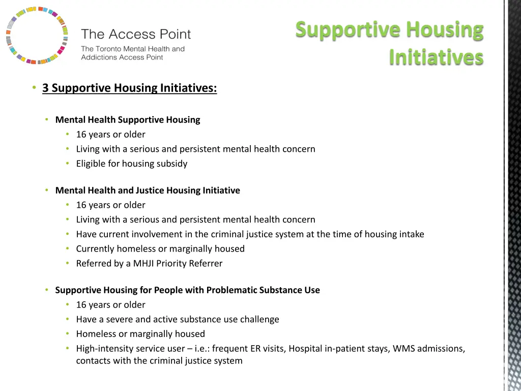 supportive housing initiatives