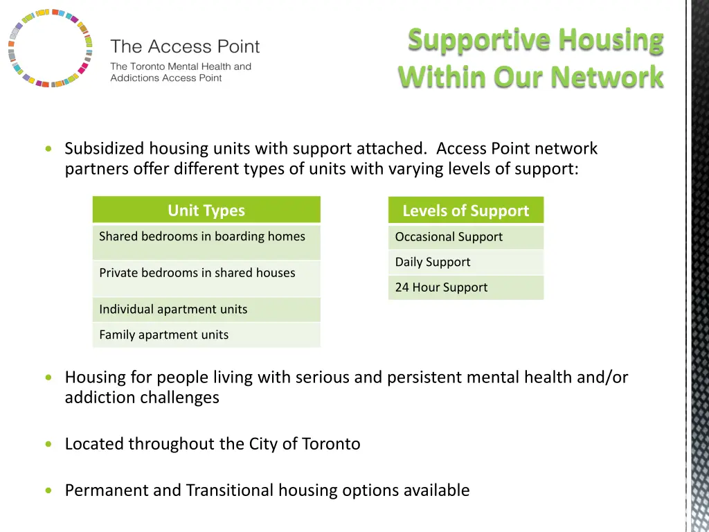 supportive housing within our network