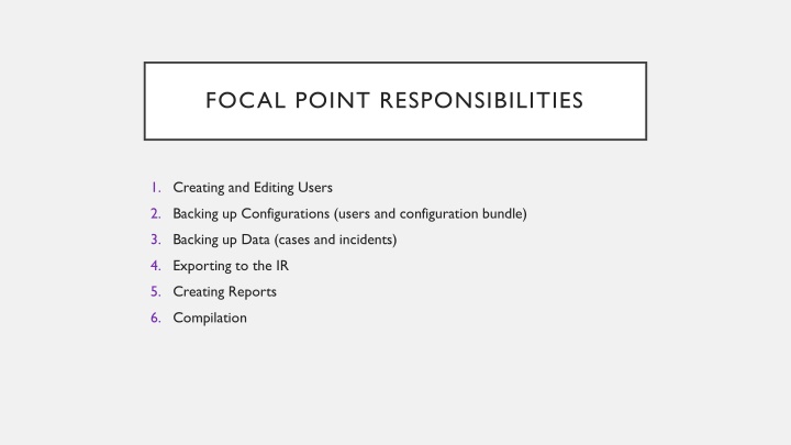 focal point responsibilities