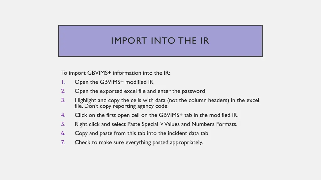 import into the ir