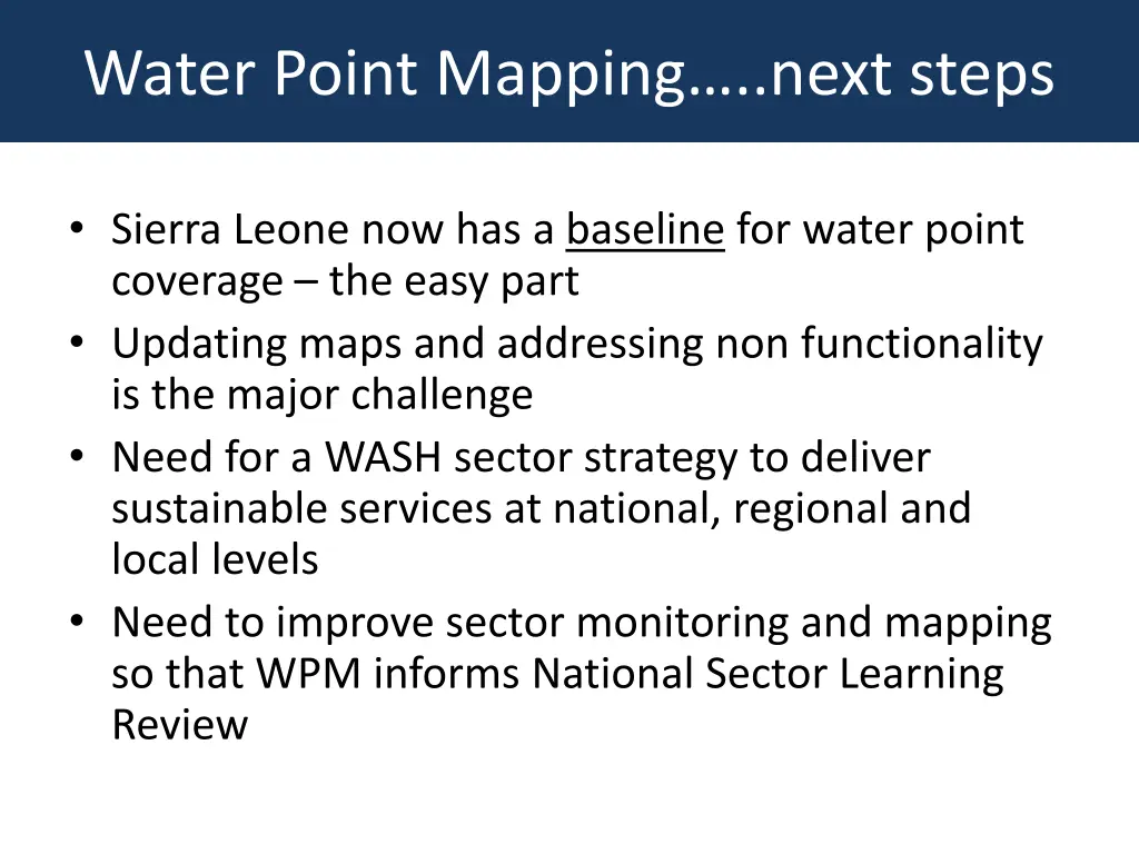 water point mapping next steps