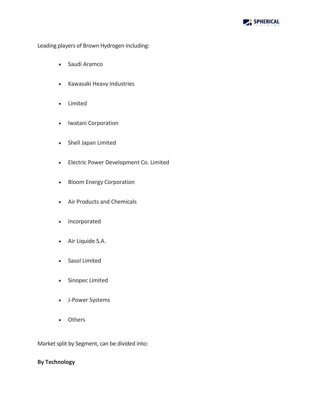 leading players of brown hydrogen including