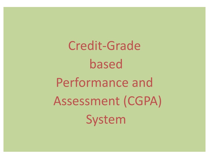 credit grade based performance and assessment