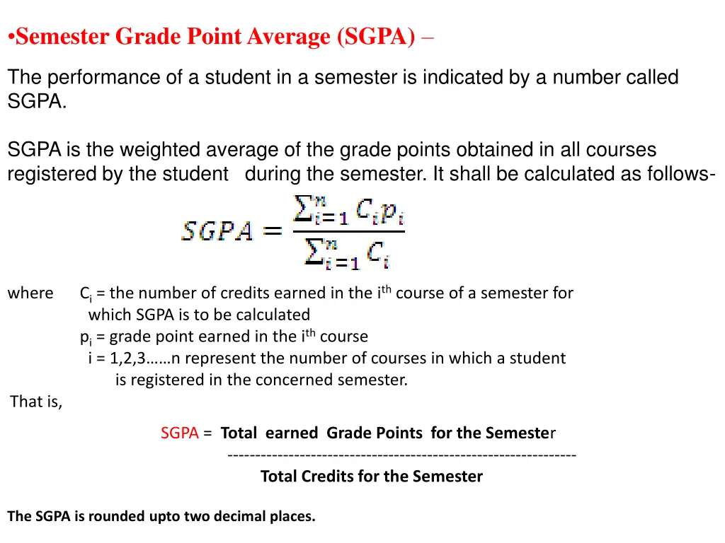 semester grade point average sgpa