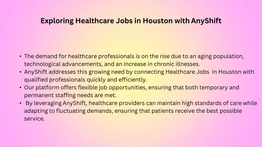 exploring healthcare jobs in houston with anyshift