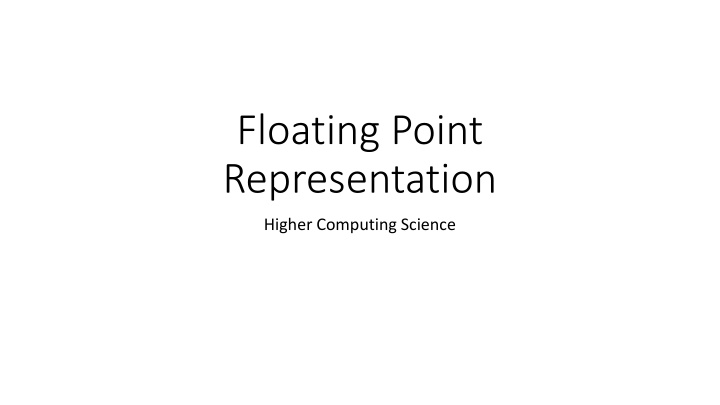 floating point representation