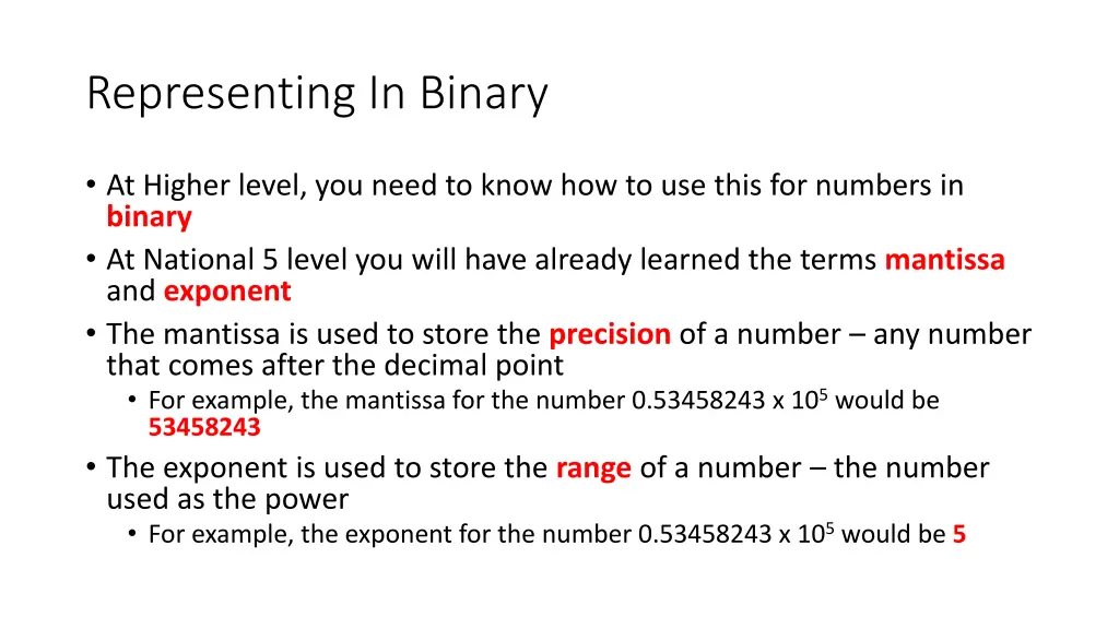 representing in binary