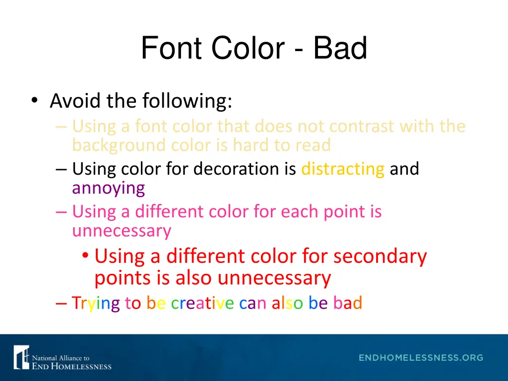 font color bad