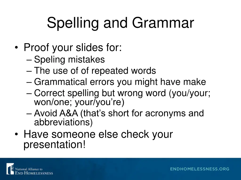 spelling and grammar