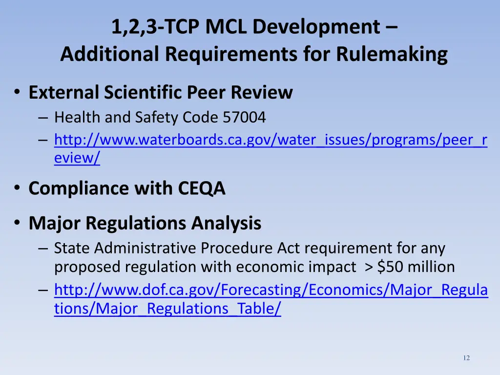 1 2 3 tcp mcl development additional requirements