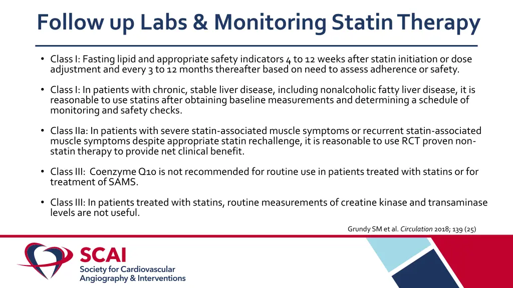 follow up labs monitoring statin therapy