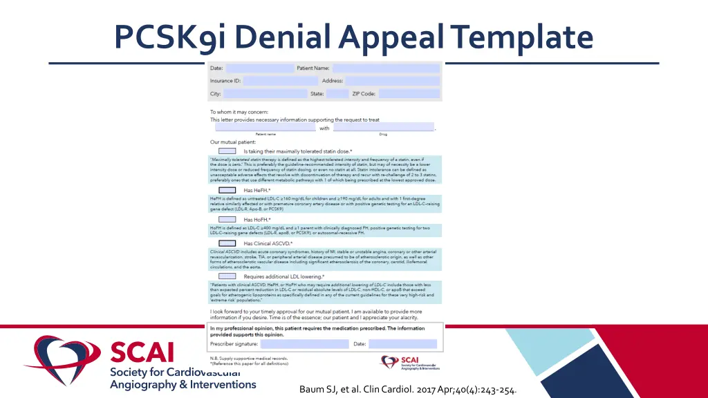 pcsk9i denial appeal template