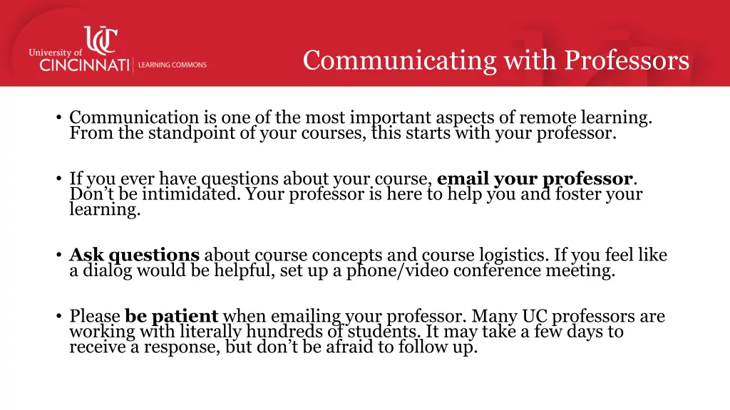 communicating with professors