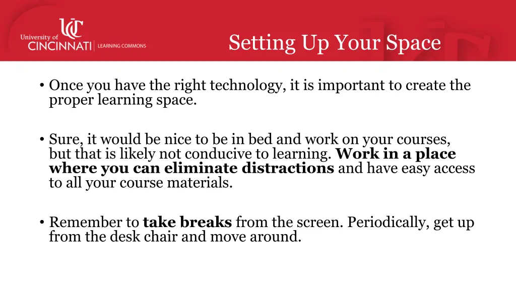 setting up your space