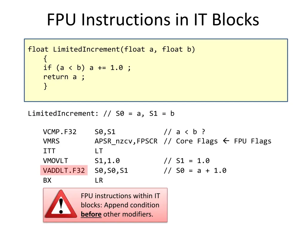 fpu instructions in it blocks