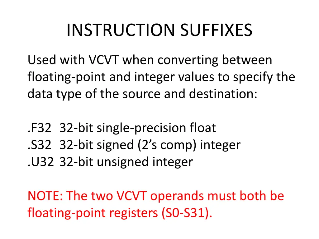 instruction suffixes